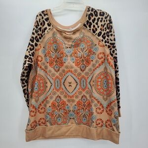 Leopard and floral print pullover women's size xl